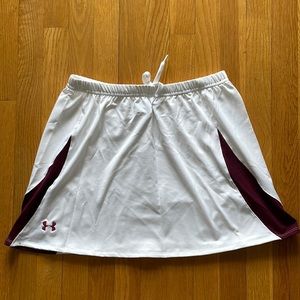 Under Armour Womens Large Athletic Skirt White/Burgundy Elastic Waist